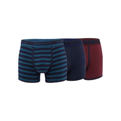 Mantaray Big and tall pack of three assorted patterned hipster trunks